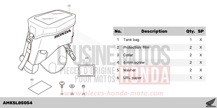 KIT,TANK BAG(4.5L) de Africa Twin DCT GRAND PRIX RED (R380B) de 2023